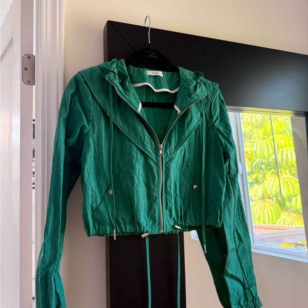 A.L.C. Cropped Green Windbreaker Jacket